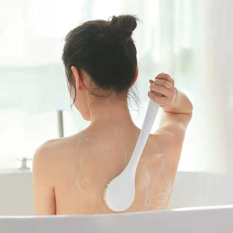 Wholesale Fashion Exfoliating Body Shower Sponge Long Handle Exfoliating Back Brush Scrubber Soft Synthetic Bath Brush