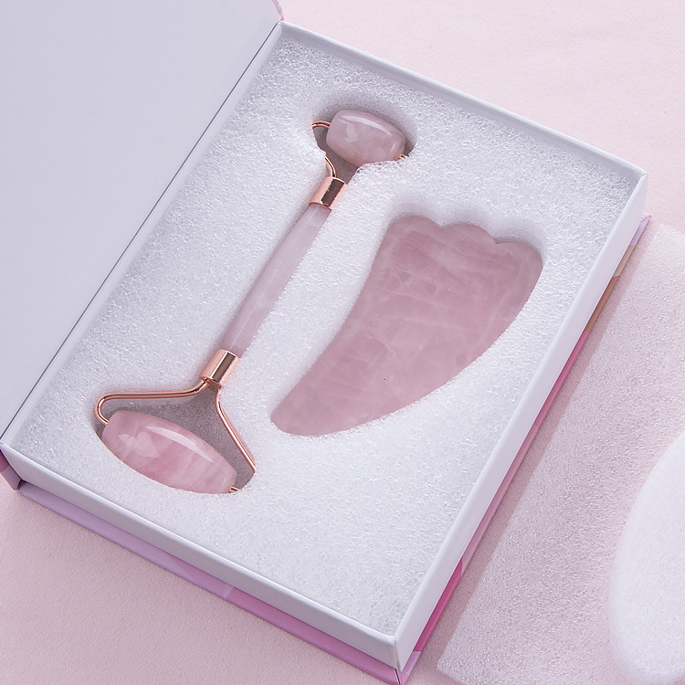 Natural Pink Rose Quartz Jade Stone Gua Sha Guasha Board Plate Scraping Massage Tool