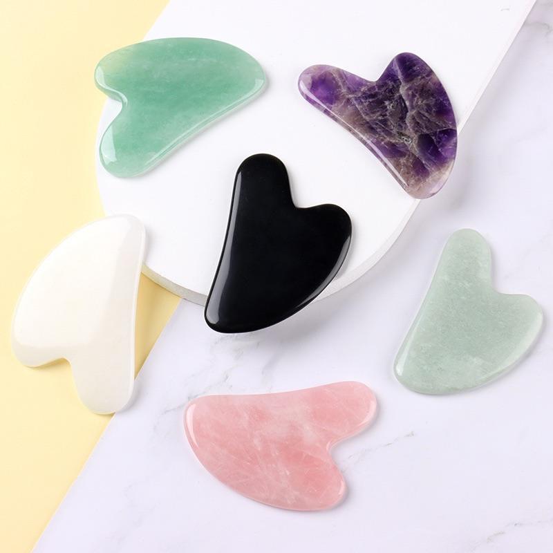 Customized Logo Natural Obsidian / Rose Quartz / Stone Gua Sha Board GuaSha Scrapping Massage Tool for Face