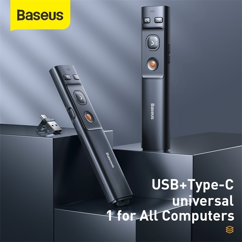 Baseus 2.4G Wireless Presenter Pen PowerPoint Presentation Clicker USB RF Remote Control Flip Pointer For PPT Slide Advancer Pe