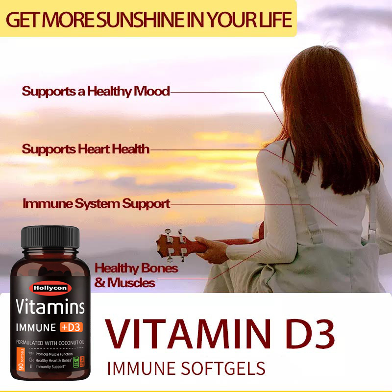 Wholesale Vitamin D3  Vegan Healthcare Your Own Brand Boost Immunity Support Bone Vitamins Softgels Health Care Supplement