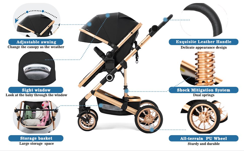 baby car seat and stroller set baby wagon stroller 4 in 1 baby stroller for 0-3 years