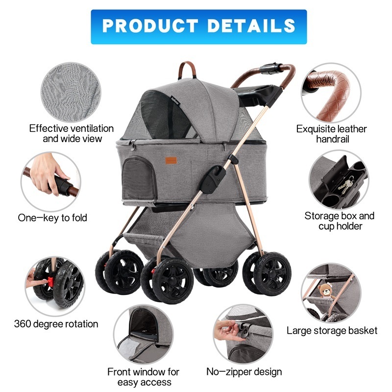 best quality dog stroller and car seat system dog stroller up to 20 kg pet stroller for medium dogs