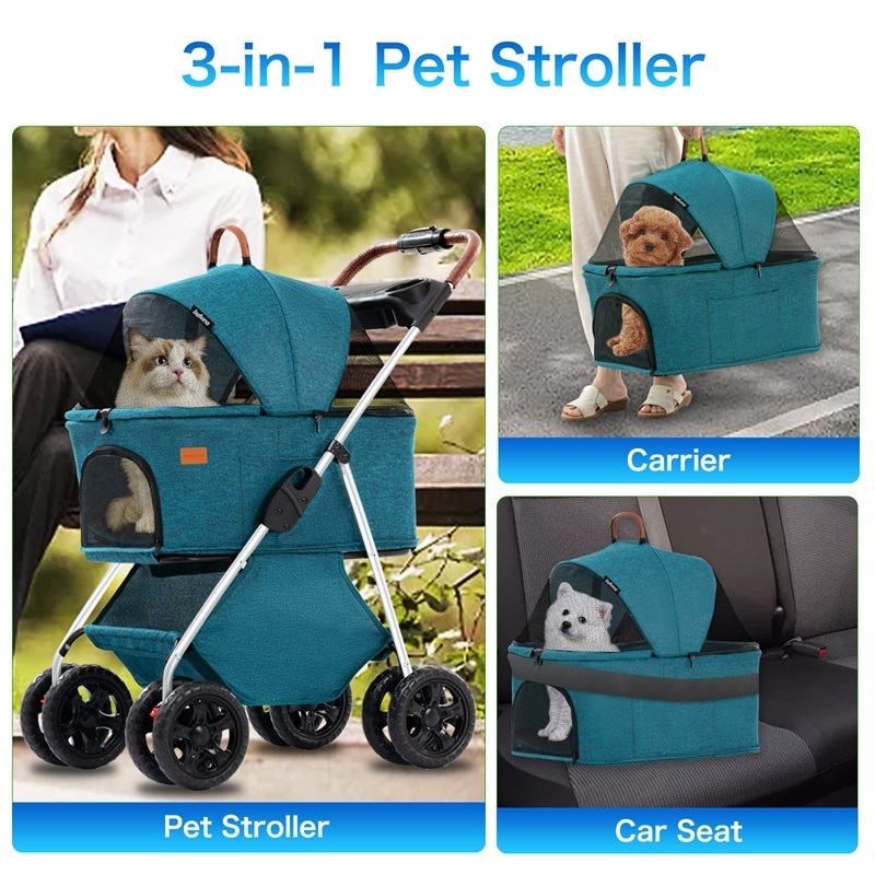 pet stroller for puppies air buggy dog stroller with leather handles