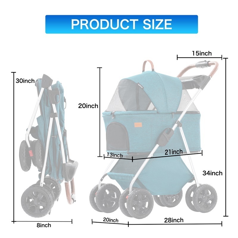 pet stroller for puppies air buggy dog stroller with leather handles