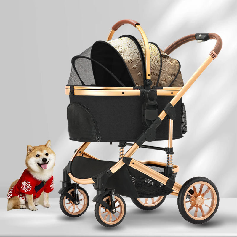 customized large space fold rover double decker stair climbing 3 in 1 pet stroller for large dogs