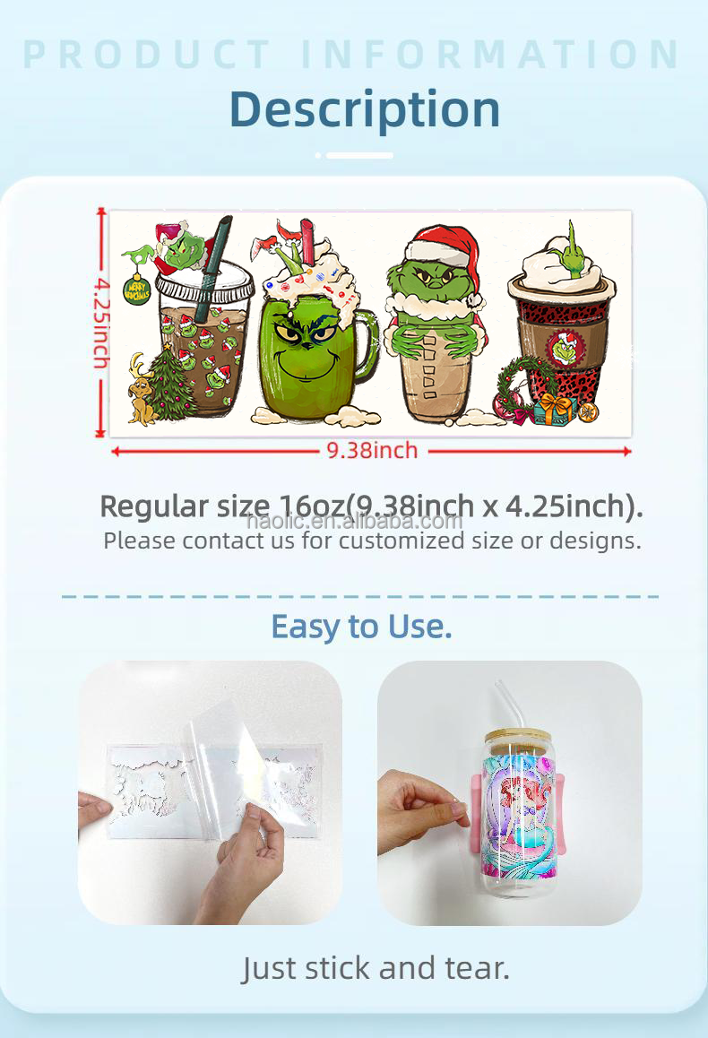 Diy Cups Care free Colourful Bears UV DTF Transfers For Cups Wraps Waterproof Sticker For Glass UV DTF 16 oz Cup Wrap Transfers