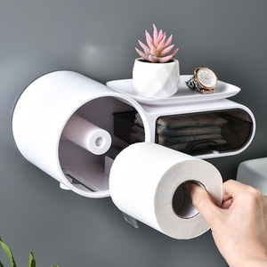 Multi-functional Toilet Paper Holder Wall Mounted Plastic Waterproof Napkin Case Household Paper Storage Tissue Box