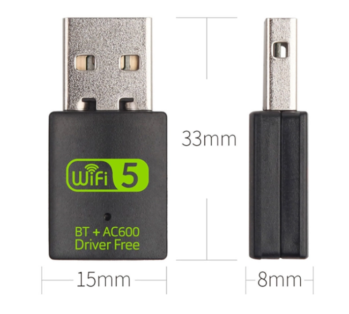 2 in 1 USB Bluetooth WiFi Adapter 600Mbps Dual Band Mini WiFi Dongle For PC Laptop Desktop