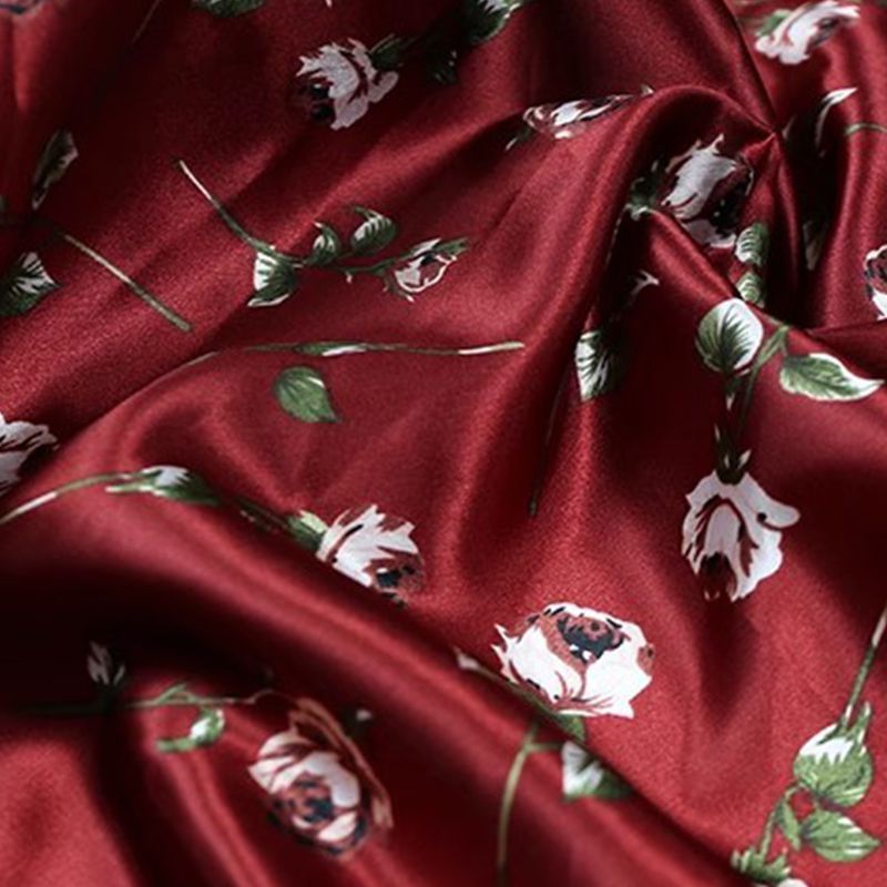 2 Way Stretch Polyester Satin Print Fabric Liquid Satin Silk Digital Printed Fabric for Dresses