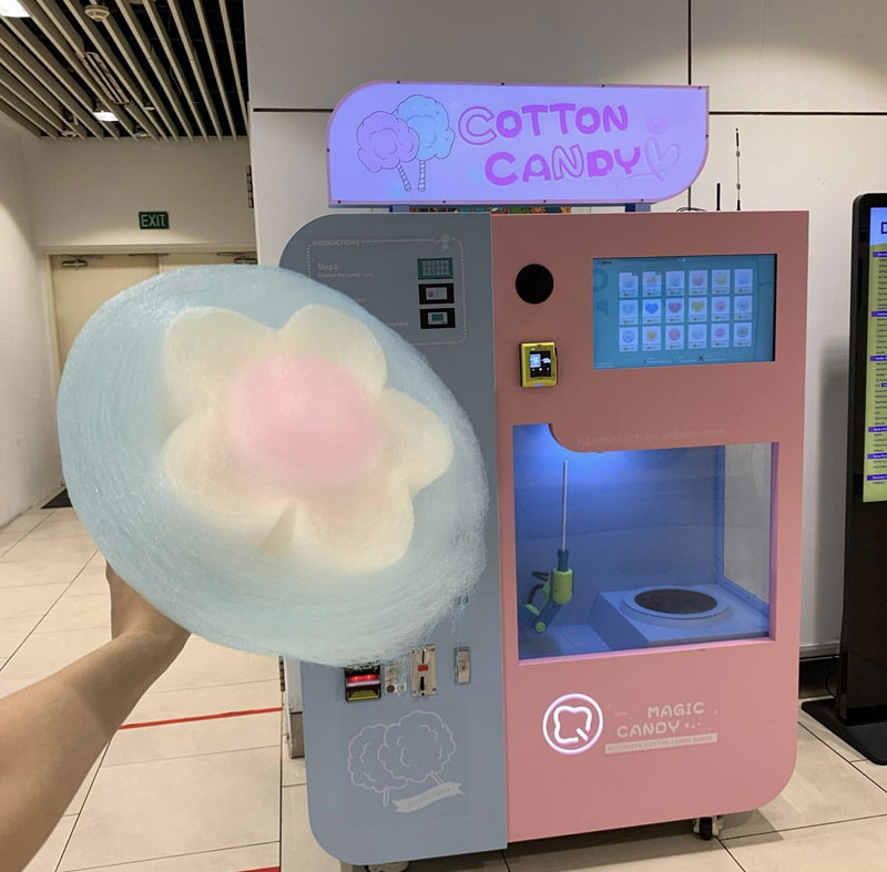 fully automatic cotton candy making commercial vending machine candy cotton