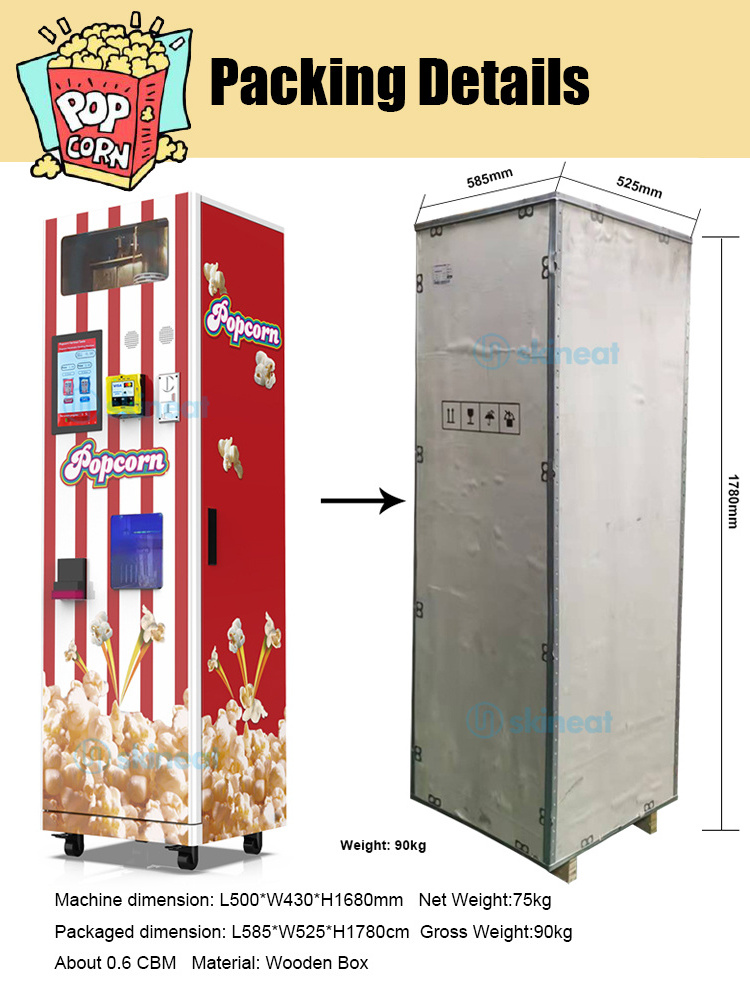 Hot Sale  Popular Design Automatic Popcorn Vending Machine Food Vending