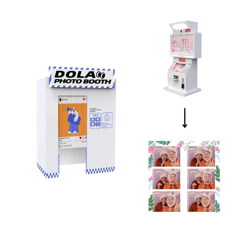 Self-service Mirror Photo Booth with Camera and Printer Selfie Photobooth Kiosk