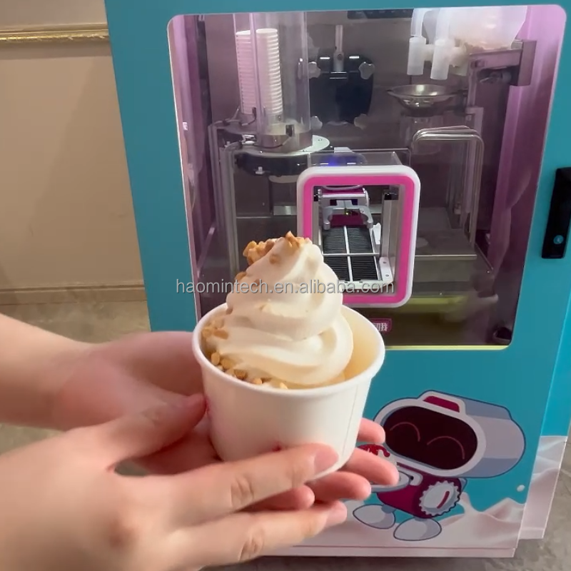 Ice Cream Vending Machine Dispenses Soft Serve Fast