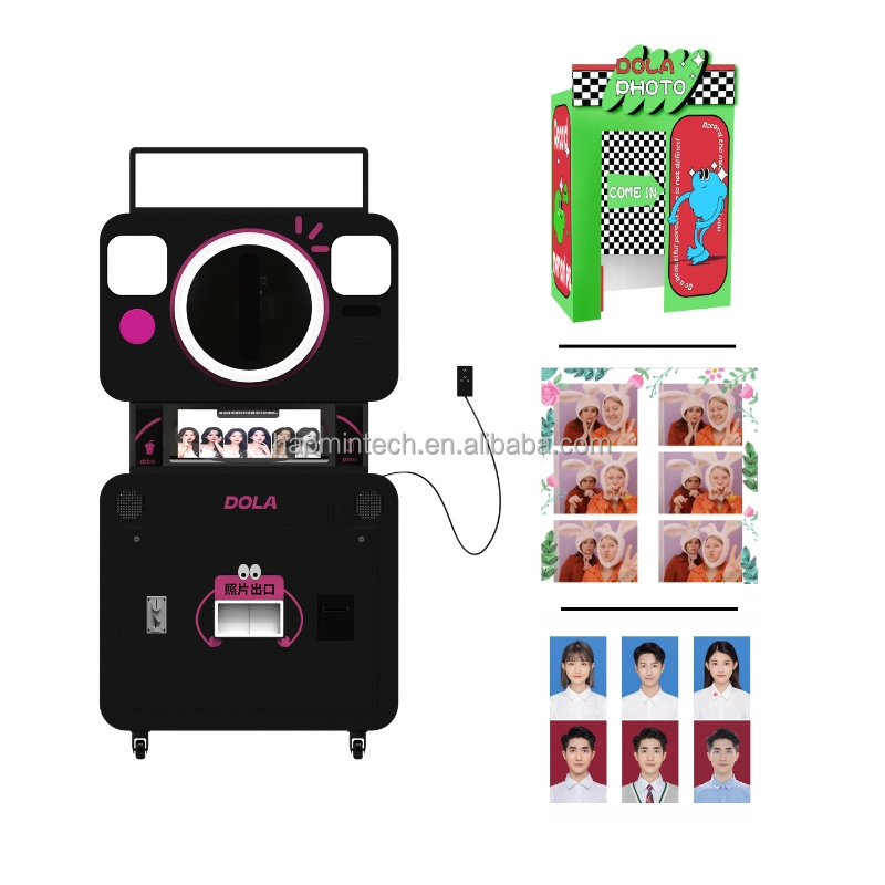 Korean style self-service automatic photo and printing  phpto booth machine