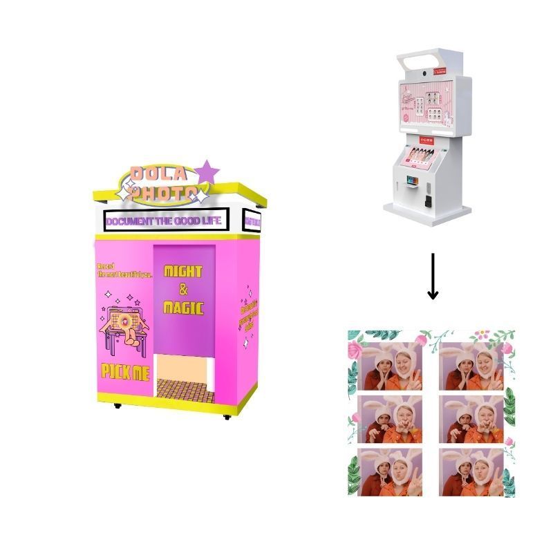 Self-service Mirror Photo Booth with Camera and Printer Selfie Photobooth Kiosk