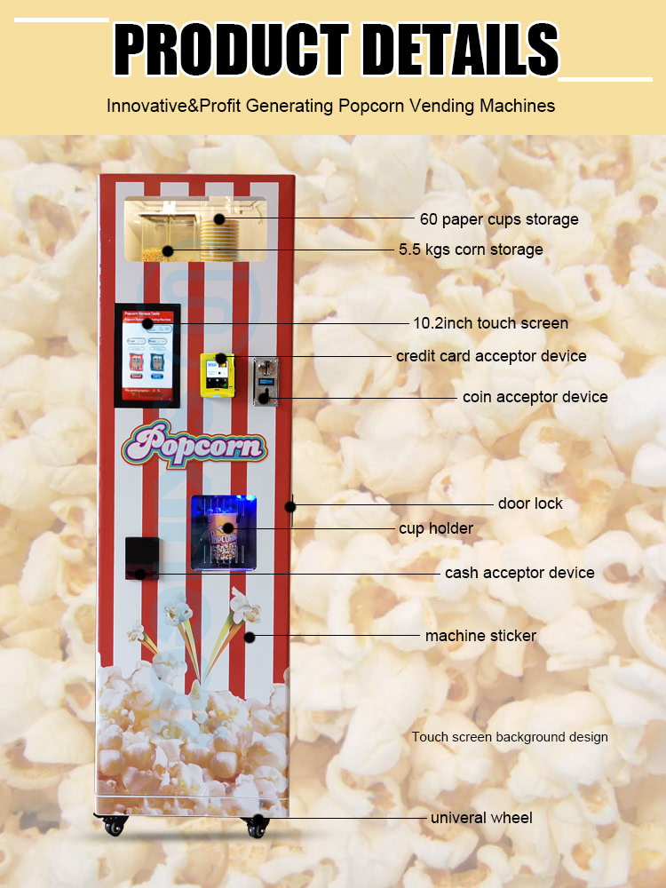 Outdoor Business Self-service Fast Food Making Machine Fully Automatic Popcorn Vending Machines For Sale