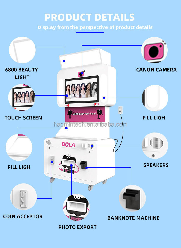 Self Service Photo Booth with Touch Screen for Events and Parties