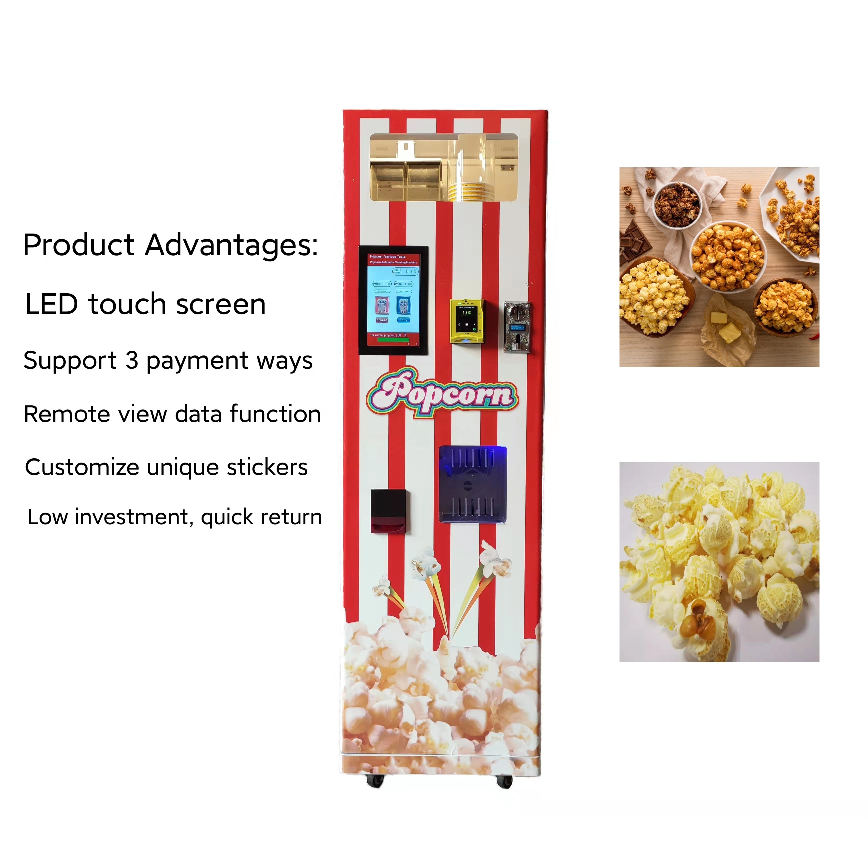 Outdoor Business Self-service Fast Food Making Machine Fully Automatic Popcorn Vending Machines For Sale