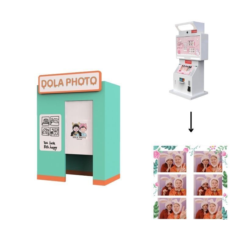 Self-service Mirror Photo Booth with Camera and Printer Selfie Photobooth Kiosk