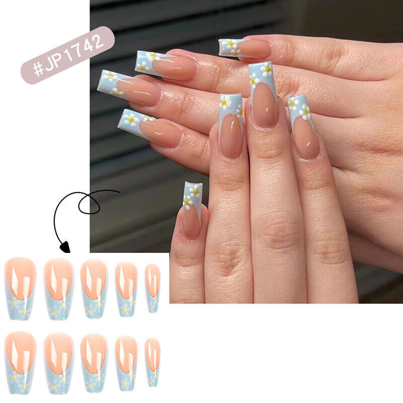 Custom wholesale Medium Square Pink with Rhinestones Acrylic Artificial Nails Full Cover Glossy Stick on Nails for Women