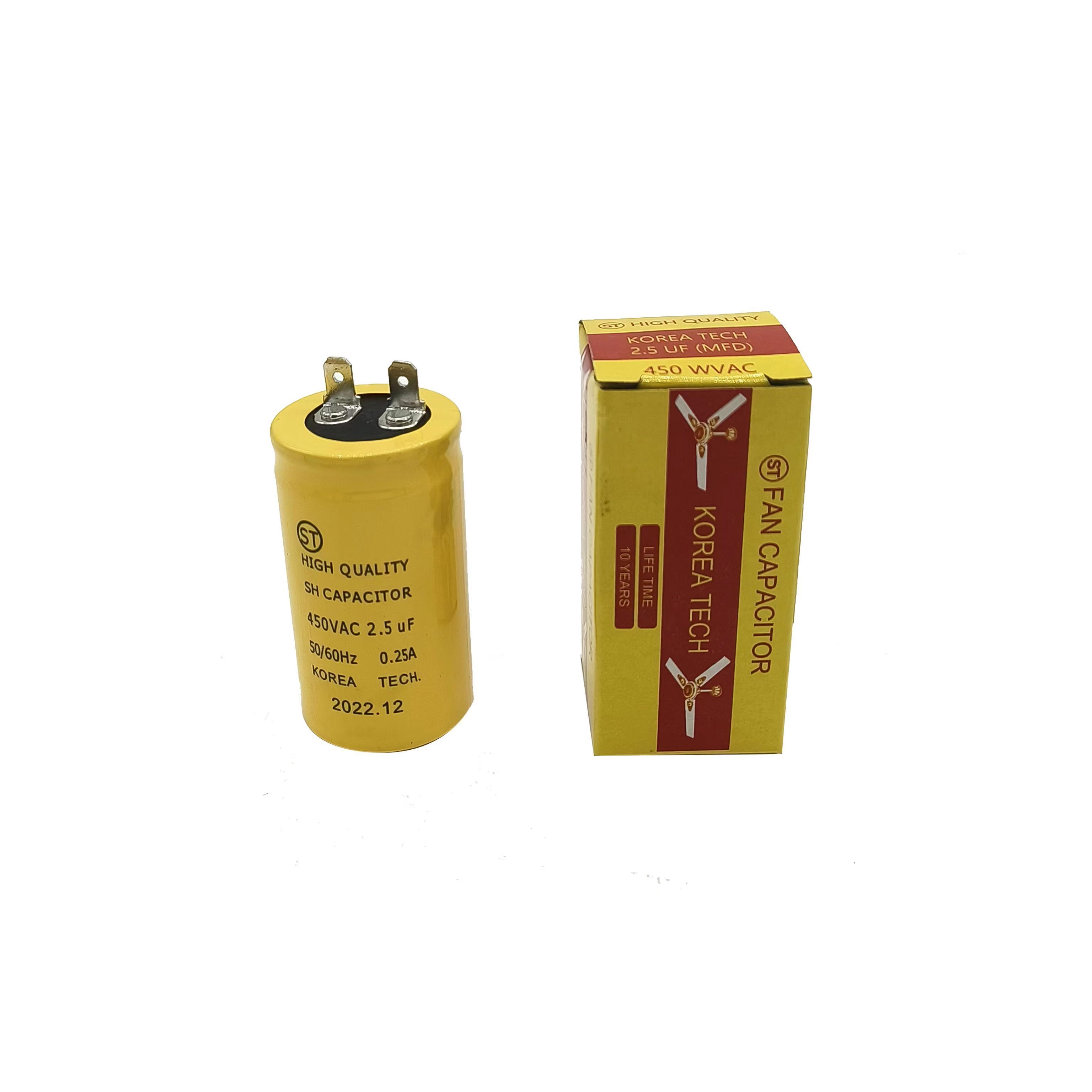 cbb60 capacitor with sh-cap 350v 50/60hz 2.5uf capacitor for welding machine ceiling fan