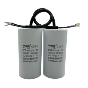 Cd60 600uf Electrolytic Aluminum Foil Super Capacitors Single Phase Electric Motor Capacitor