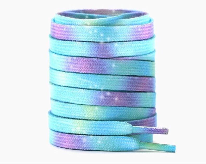 Wholesale Custom Tie Dye Shoelaces Fabrics Polyester Shoelaces Flat Shoe Laces With Plastic Tie