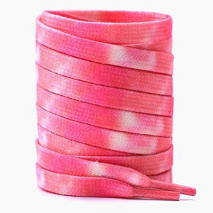 Wholesale Custom Tie Dye Shoelaces Fabrics Polyester Shoelaces Flat Shoe Laces With Plastic Tie