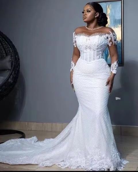 African Luxury Elegant Lace wedding dress foreign trade luxury high-end custom princess long tail bridal wedding dresses