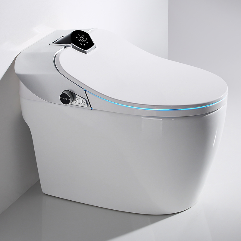 Auto sensor open cover bathroom floor mounted ceramic intelligent wc toilet commode full automatic smart toilet