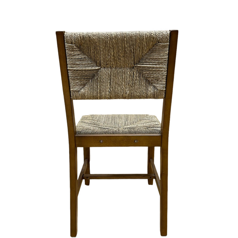 Modern simple hotel home restaurant solid wood handwoven seagrass dining chair living room bedroom solid wood woven chair