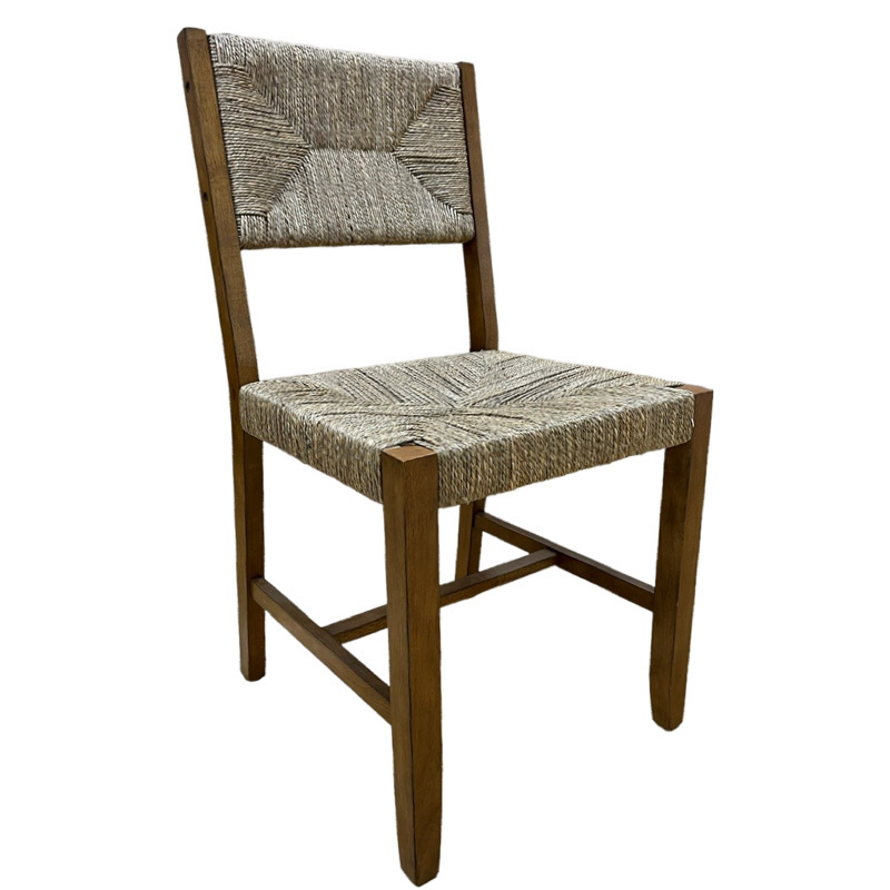 Modern simple hotel home restaurant solid wood handwoven seagrass dining chair living room bedroom solid wood woven chair