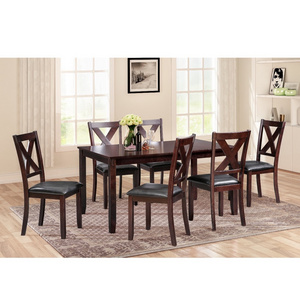 Solid wood rectangular dining table for home modern small square table and restaurant practical dining table chairs 7-piece set