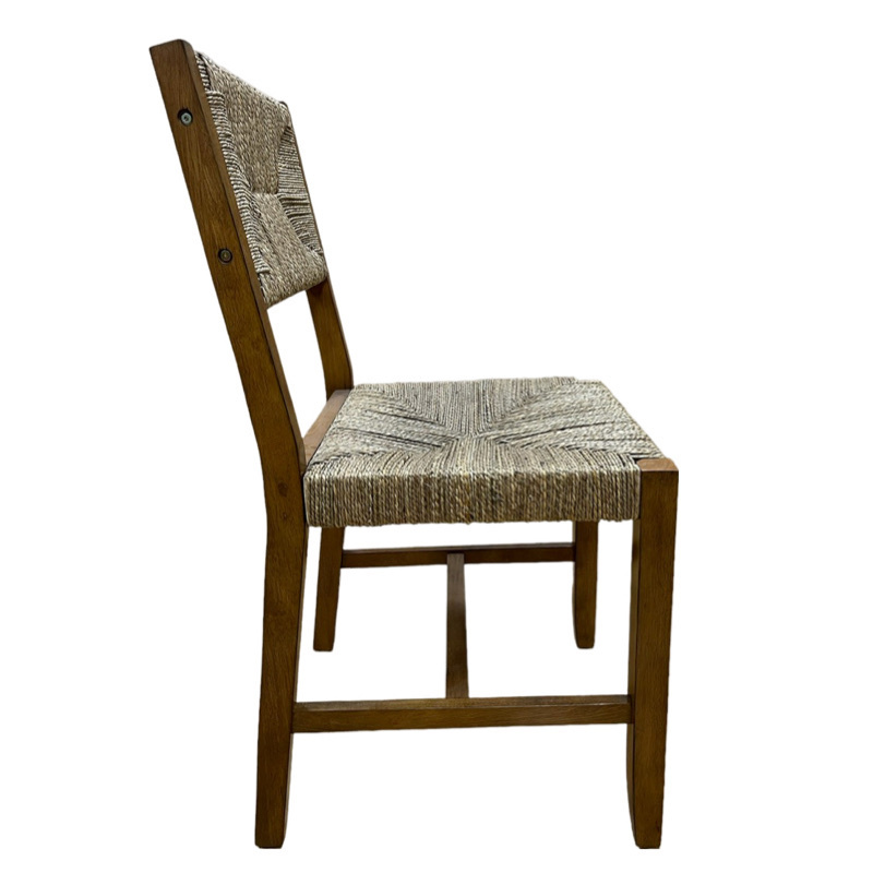 Modern simple hotel home restaurant solid wood handwoven seagrass dining chair living room bedroom solid wood woven chair