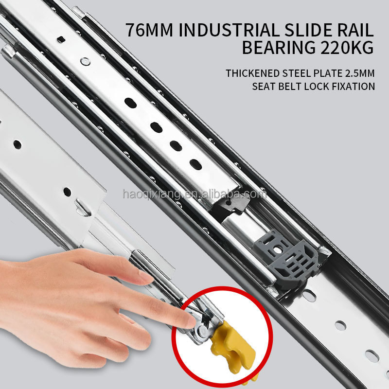 YABELY 76Mm Inner Frame Detachable Assembly Side Mounting Tool Box Telescopic Heavy Duty Drawer Slide rails with lock