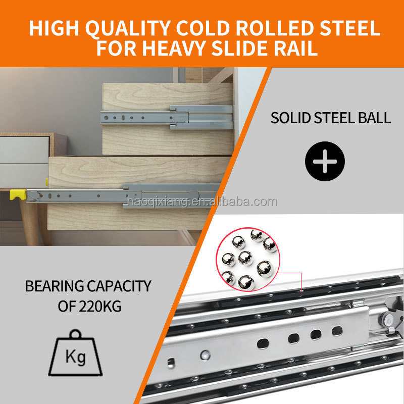 YABELY Hot sale loading rating 500 lb 220Kg 76mm Heavy Duty Slide rails telescopic rail RV drawer slide