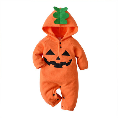 Halloween children's costumes Children's fall polar fleece baby onesie baby pumpkin funny little monster