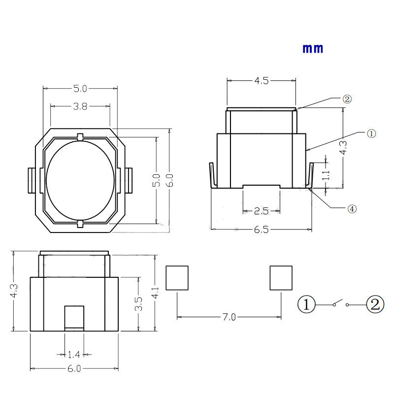 New original 6x6x5MM Silicone silent button Tactile switch