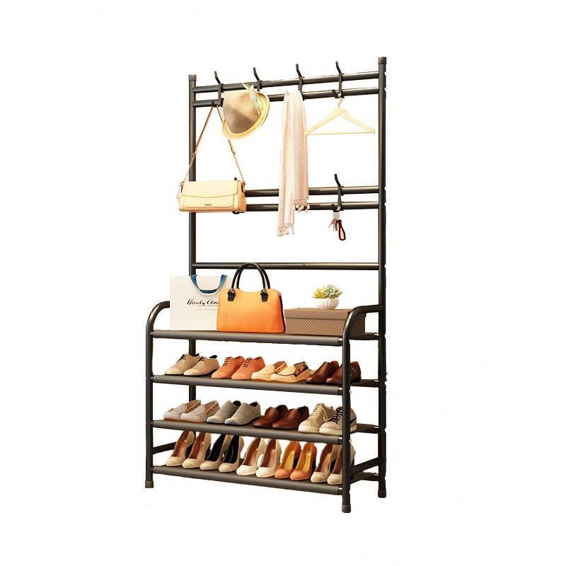 Hot Sale Black Multi Tier Layer Modern Living Furniture Holder Shelf Stand Metal Rack Clothes Organizer Shoe Storage