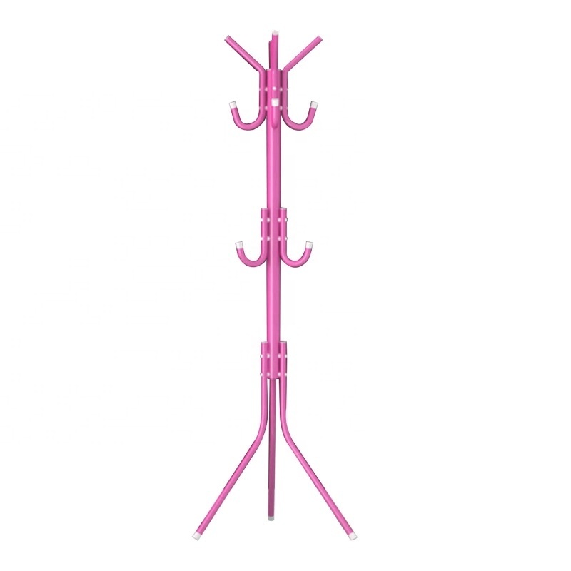 Free Standing Coat Rack Metal Stand Hall Tree Entry-Way Hanging Clothes Hat Scarf Holder Home Office Floor Hanger