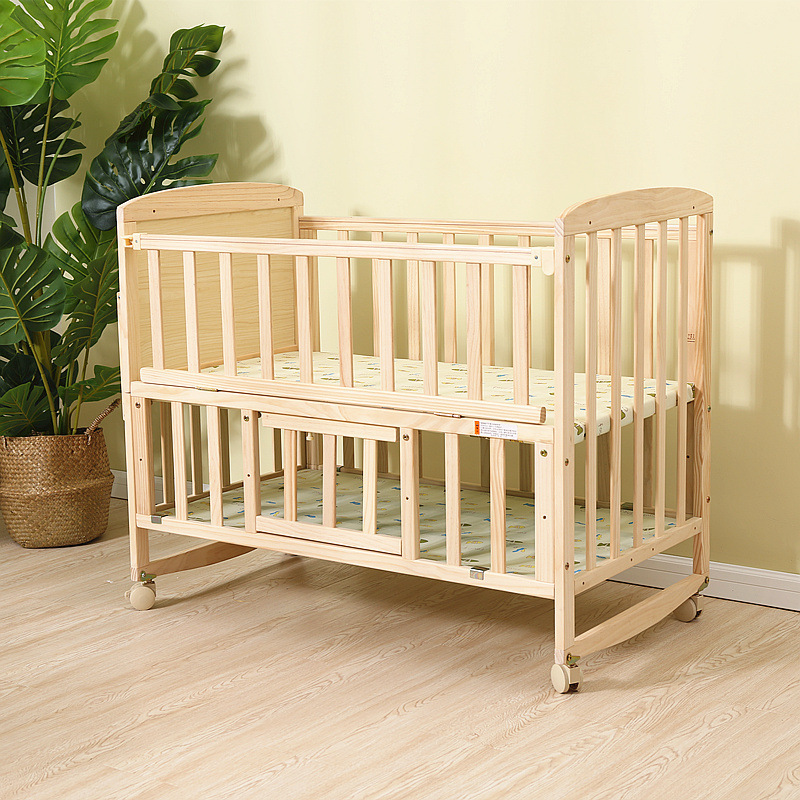 HAORUI New Arrival Swing Baby Cribs chinese soild Free Sample Crib Baby Cot Manufacturer Baby Crib Wood cots