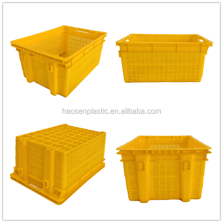 Plastic heavy duty warehouse bin Crate for industrial reusable plastic basket with metal handle