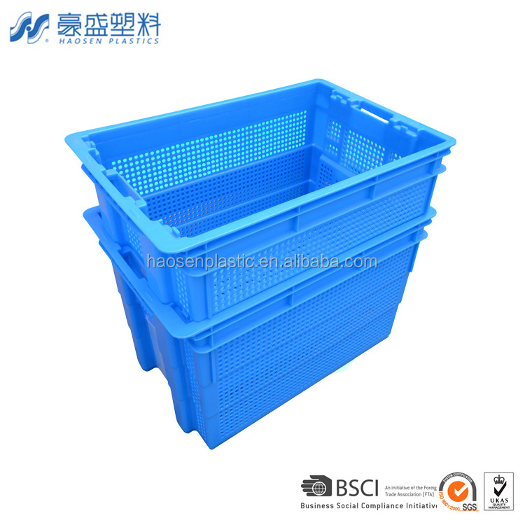 Plastic heavy duty warehouse bin Crate for industrial reusable plastic basket with metal handle