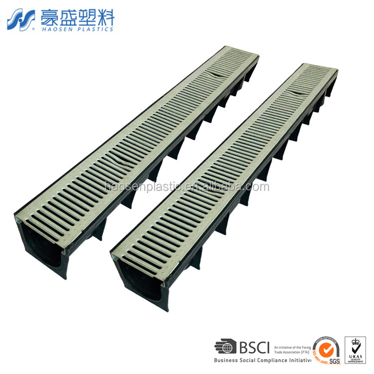 Plastic channel with stainless steel grate