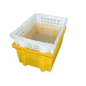 Plastic heavy duty warehouse bin Crate for industrial reusable plastic basket with metal handle