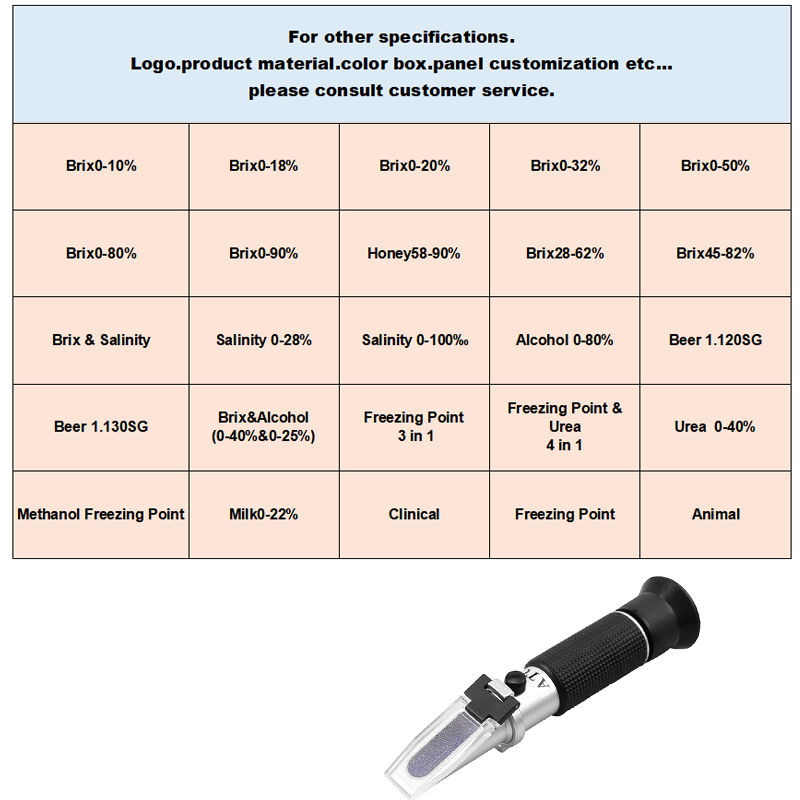 Fruit Sugar Meter Refractometer Brix Measurement Tool with ATC refractometer 0-90 brix