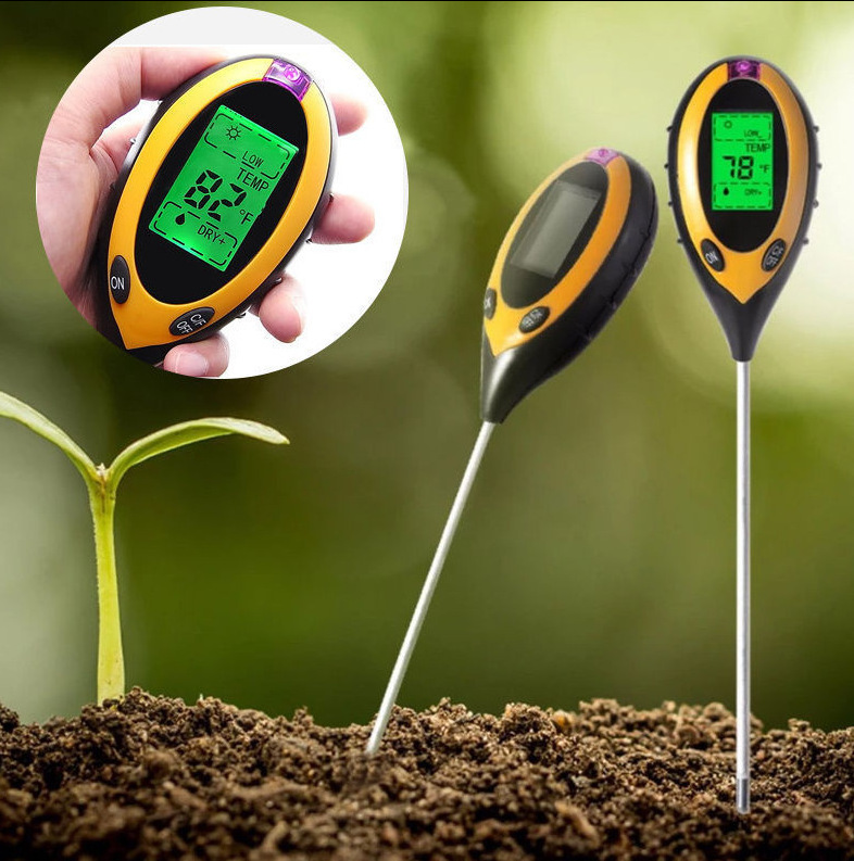 LCD Display Temperature Moisture Sunlight PH Garden Plants Soil Tester Meter