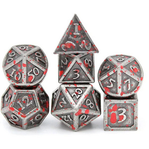 7-Piece Black Polyhedral Hollow Metal D&D RPG Dice Set D100 D20 Edge 100 Large Sided Loaded Dice Dungeons Dragons Dice