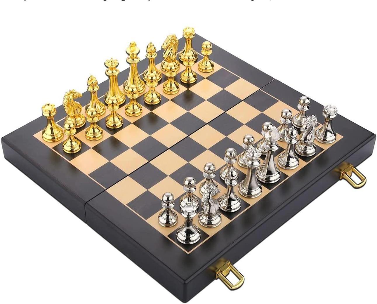 Wholesale Luxury Premium Metal Chess Set Personalized VIP Chess Pieces and Folded Metal Boards for Children's Games